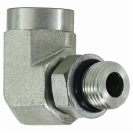 Midland Industries Hydraulic Elbow, 3416 Nominal, Female ORB x Male ORB, 90 deg, 3600 psi, Steel 6815NWO88